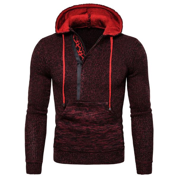 

aksr new men's sweater pullover diagonal zipper hooded sweatercoat youth slim fashion casual clothes winter warm european size, White;black