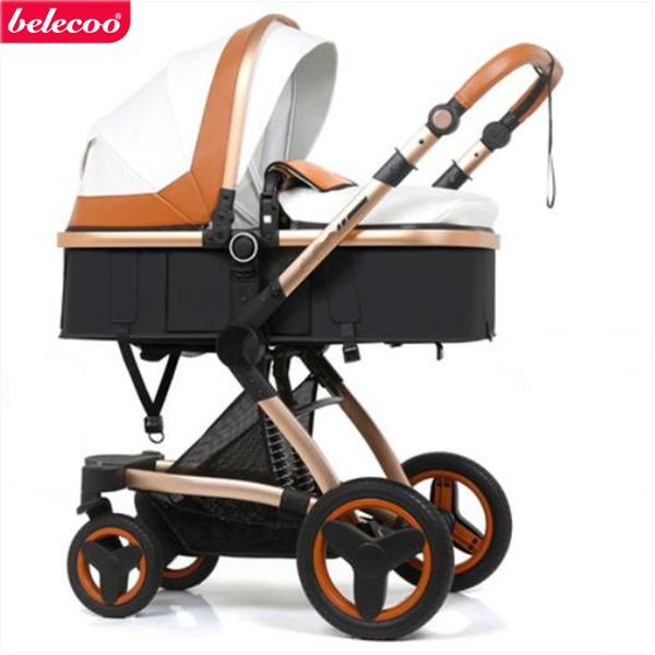 

belecoo stroller baby 2 in 1 stroller eco-leather high landscape folding portable trolley russia ing