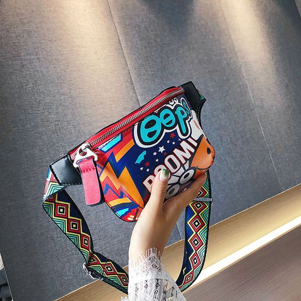 

women waist bags belt bags graffiti chest handbag hip purse waist packs multi-function chest bag 2020 new shoulder bags #l10