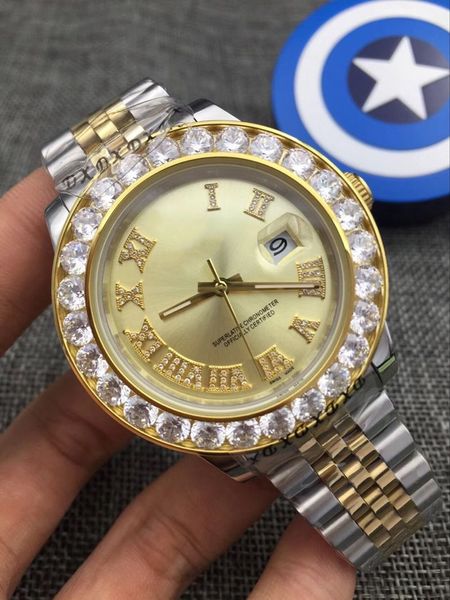 

202031mm roman numeral luminous needle waterproof watch, diamond gregorian calendar type steel strap 17838363163vi, Slivery;brown