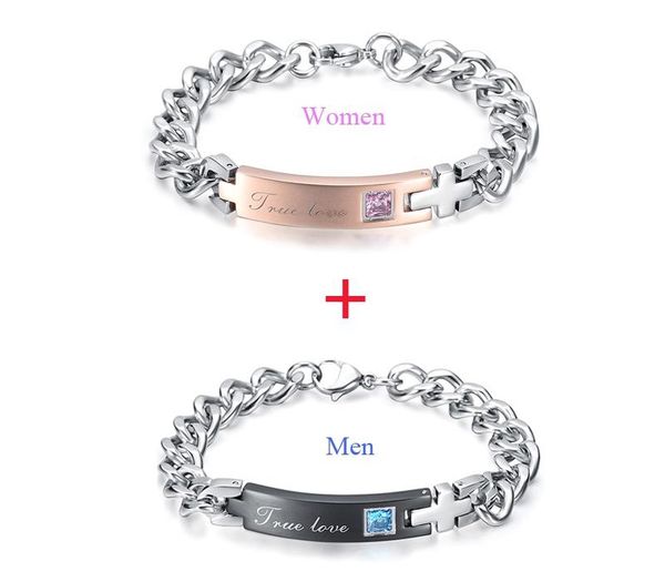 

ijl0177 valentine's day gift stainless steel couple bracelet for11, Black