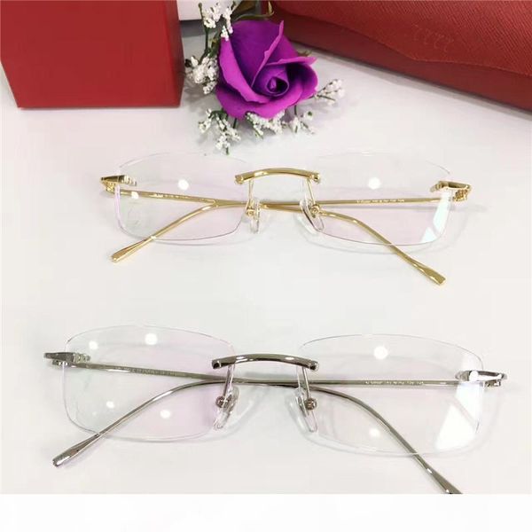

men rimless eyeglasses silver frame 56mm fashion brand designer optical eyewear new with box, Black