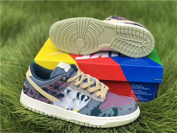 

2020 new authentic dunk sp low lemon wash multi-color midnight turquoise-cardinal red men women skateboard shoes sports sneakers with box
