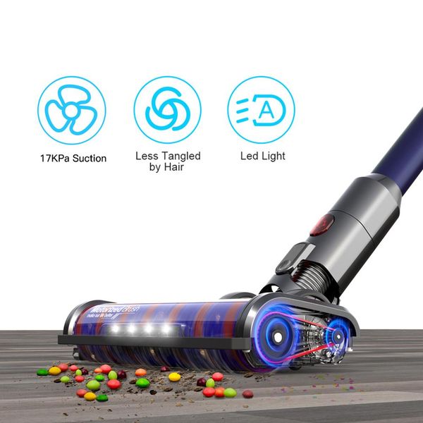 

dibea d18pro 22kpa powerful suction lightweight handheld vacuum with rechargeable battery and led brush cordless vacuum cleaner