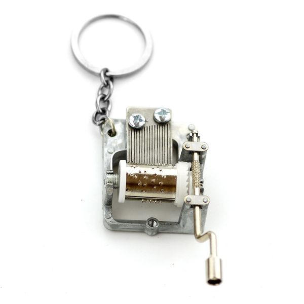 

keychain diy music box keychain music movement set 18 tones beautiful melody brinquedos for men women, Silver