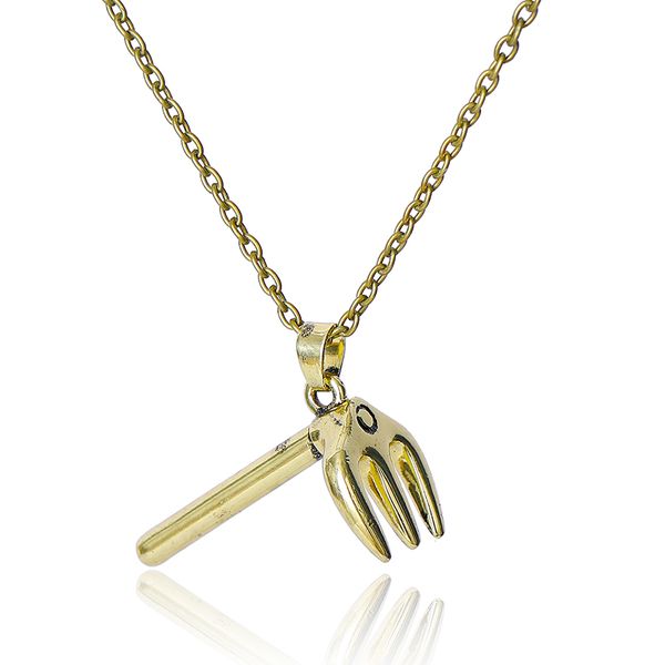 

vintage theme series pendant necklace gold small and cute three-tooth nails men and women general pendant necklace jewelry, Silver