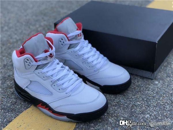 

relelase air authentic 5 fire red retro basketball shoes white black 3m reflective the last dance men sports sneakers da1911-102 with box