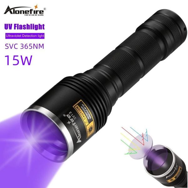 

flashlights torches alonefire sv13 15w uv led 365nm ultra violet ultraviolet invisible torch black light pet urine stains detector sco