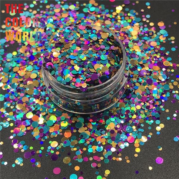 

tct-263 laser color round dot shape nails glitter nails art decoration body glitter tattoo makeup face painting festival diy, Silver;gold