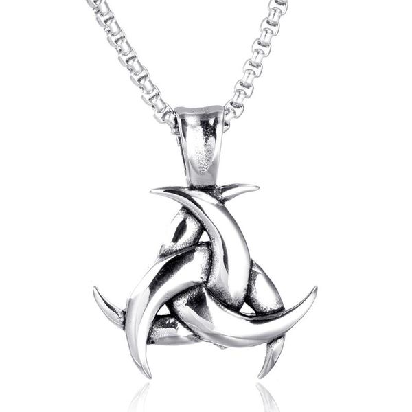 

stainless steel tusks thorns pendant necklace sign necklaces jewelry gift for men with 60cm chain, Silver