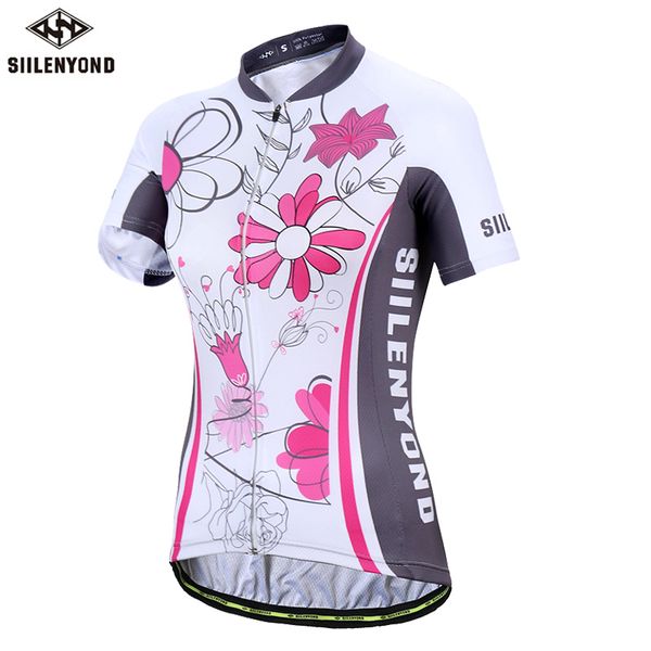 

siilenyond brand jinny women bike shirt 100% polyester breathable bicycle clothes summer uv cycling jersey cycling clothing, Black;red