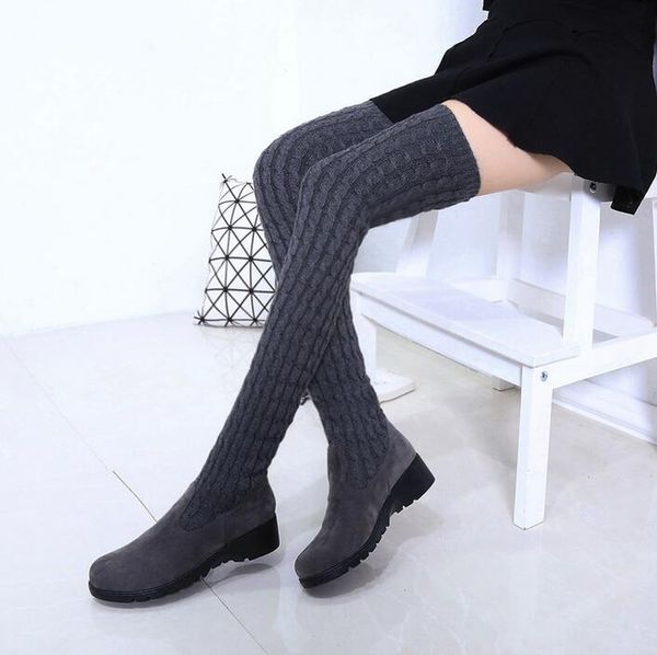 

солнечный everest обувь женщина шерсти зимние сапоги снега сапоги рукав ботинка леди обувь плоские untiskid колено botas черный серый 35-39, Black