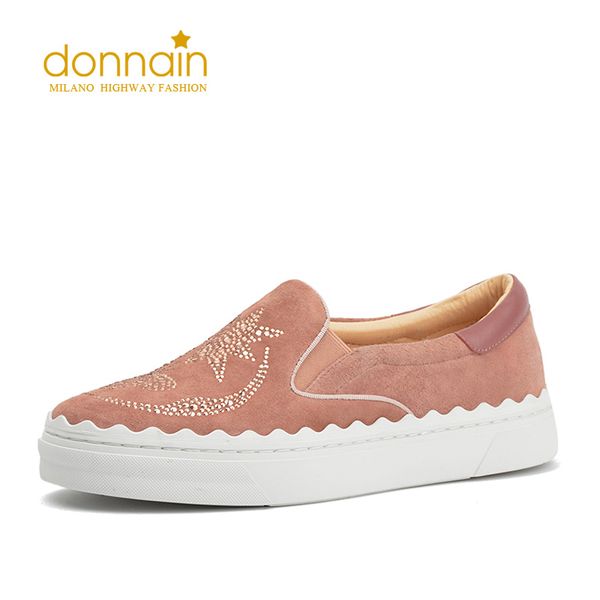 

donnain autumn bling rhinestones shallow round toe kid suede shoes comfortable slip on loafers for women lady casual lazy flats, Black