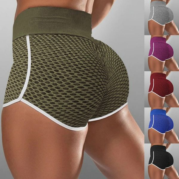 

женщины gym беговая yoga шорты высокой талия поножей дышащей женские йоги короткого спорт фитнес solid color тонких тощие шорты, White;black