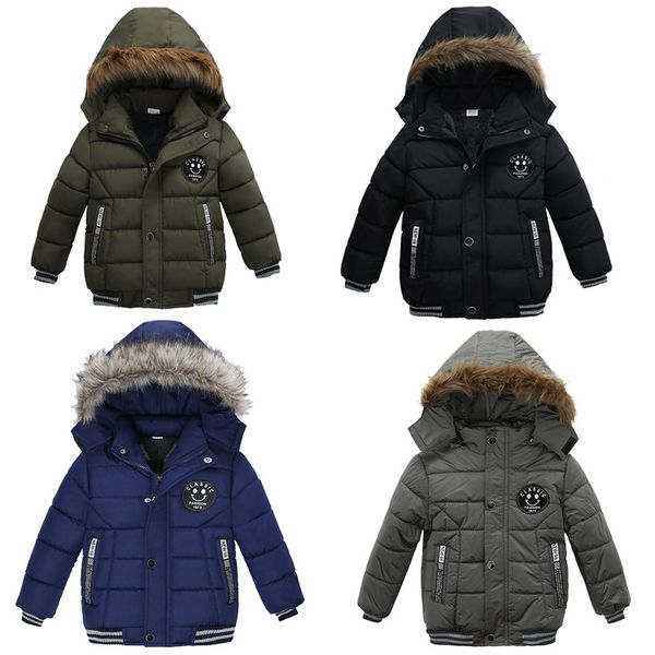 

ins kids boys girls down coat cotton winter jackets korean thick hooded cotton padded kids fashion casual zipper warm boy's clothing ou, Blue;gray