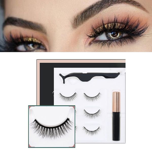 

1cm-1.5cm beauty and fashion magnetic false eyelashes set without glue convenience 3 pairs of 01#slender