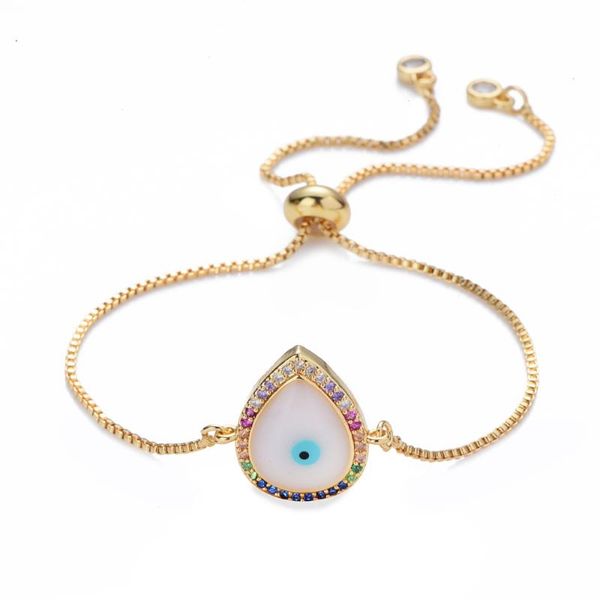 

new women's gold rainbow turkey eye bracelets&bangles jewelry cz zircon bracelet adjustable chain bracelet accessory femme, Red;blue