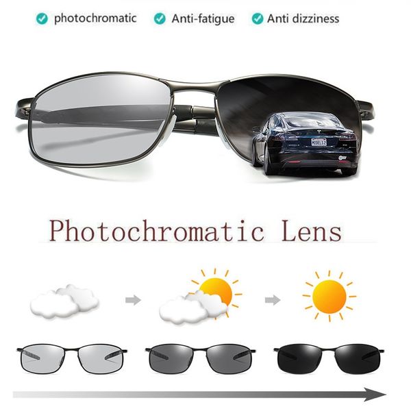 

pchromic sunglasses men polarized discoloration goggles driving sun glasses chameleon eyewear for mela, White;black