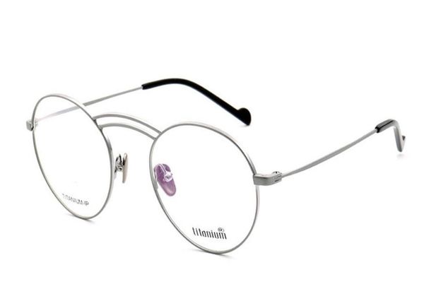 

pure titanium retro round frame prescriptions lens optical eyewear goggle silver gold presbyopia reading eyeglasses frame, White;black