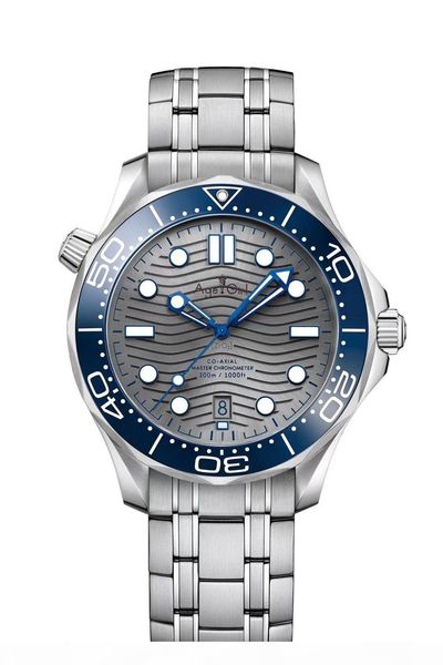 

luxury new men automatic mechanical watch silver black blue rose gold james bond 007 ceramic bezel crystal sapphire, Slivery;brown