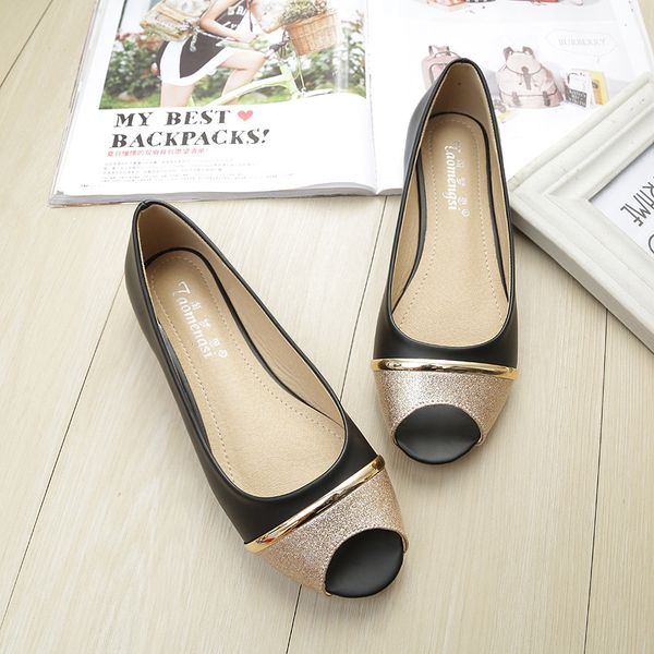 

2020 new style fish mouth single shoes womens flat shoes non-slip maternity shoes mother sandals women shallow mouth large size womens, Black