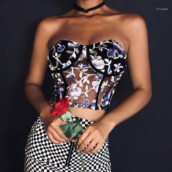 

повседневный sexy perspective цветочные вышивки без бретелек топов нового прибытия женской одежды нового стиля женщины дизайнер мода tshirt, White