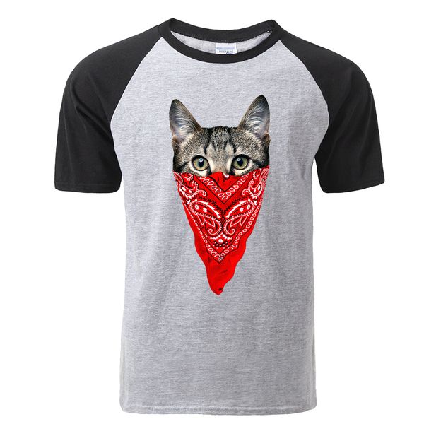 

новое лето повседневная мужчины реглан t shirt мультфильм смешной маске cat печати тенниска мужская мода хлопок tshirt hip hop streetwear