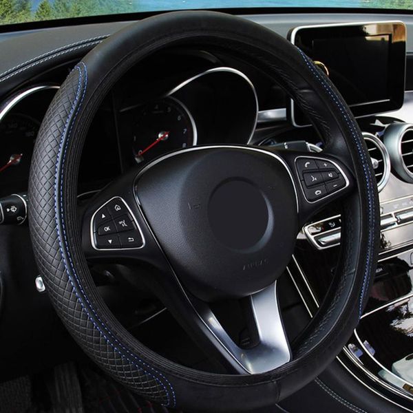 

steering wheel covers anti-slip universal pu microfiber car cover auto steering- skidproof embossing leather