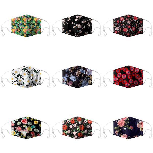 

fashion adults face masks mascherine strawberry flower drinks print dust mouth mask anti uv prectivesummer spring#687, Black