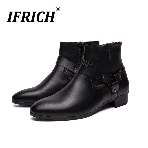 

autumn mens large size boots fashion cowboy boots mens low youth casual zipper boot for men black pointed toe man