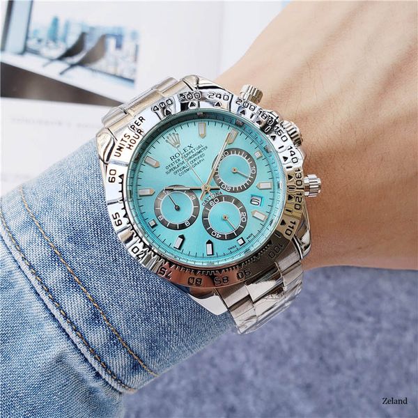 

03 All Subdials Work Hot Mens Watches Stainless Steel Quartz gmt Wristwatches Stopwatch Luxury Watch