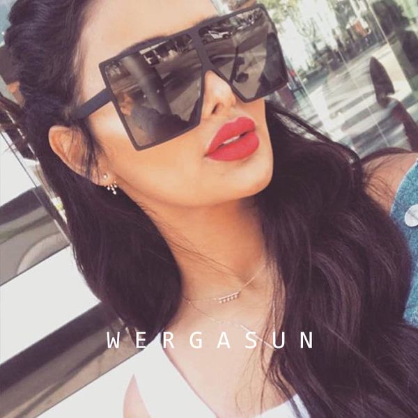 

wergasun clear oversized square sunglasses women men fashion luxury metal framework eyewear uv400 shades oculos gafas, White;black