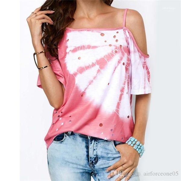 

short sleeve tshirt womens summer deigner clothing loose condole belt cacual tshirt irregular hollow out printed, White