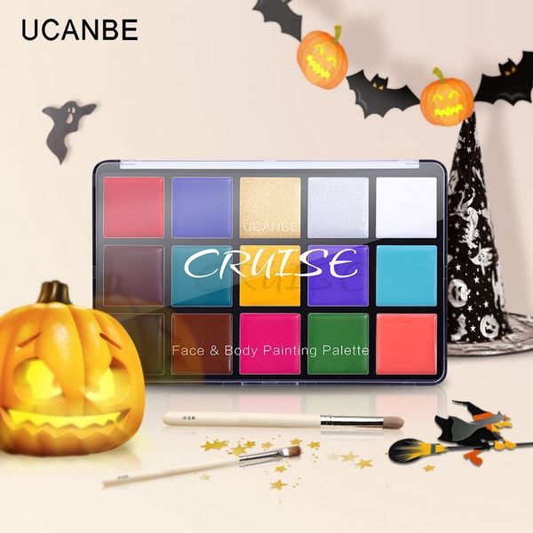 UCANBE Viso Corpo Pittura Olio Sicuro Bambini Flash Tattoo Pittura Arte Natale Halloween Party Trucco Fancy Dress Beauty Palette 24 pz / lotto DHL