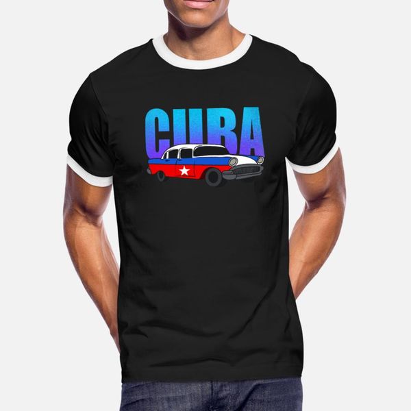 

cuba classic retro car t shirt men custom cotton round collar family fitness fashion summer standard shirt