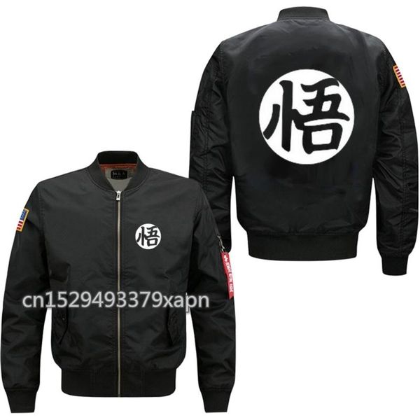 

2020 spring autumn mans flight jacket anime son goku sun wukong print man bomber baseball uniform usa size, Black