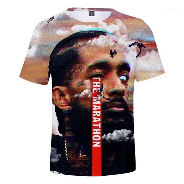 

pullover male tees nipsey hussle 3d printed tshirts crenshaw letter printed hiphop loose mens streetwears pattern o neck, White;black