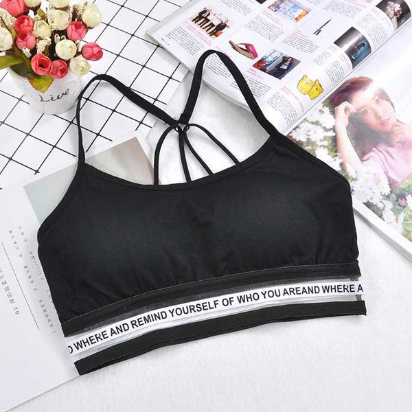 

gym clothing push up bra for fitness women sport padded letters yoga brassiere sports bralette sujetador deportivo bras, White;black