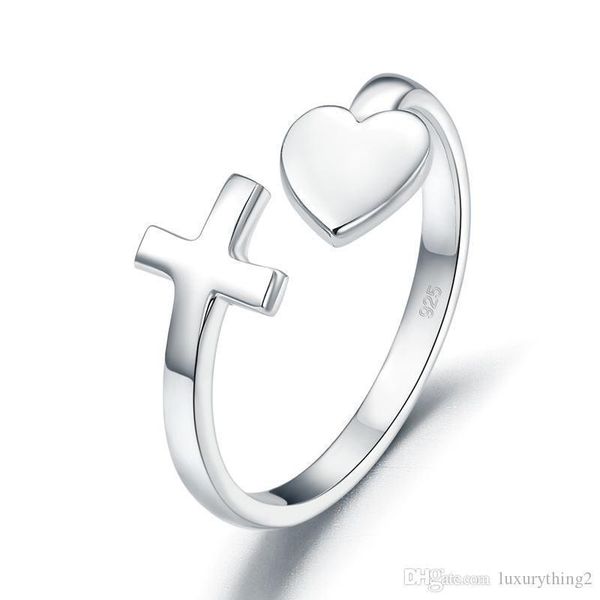 

exquisite band rings plain solid 925 sterling silver ring cross heart for women trendy stylish wedding party ring