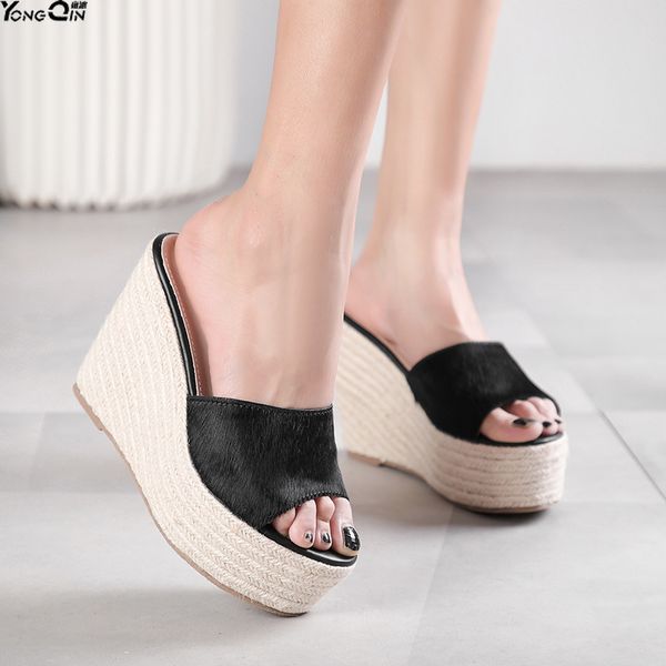 

summer fashion wedge women's shoes thick heel women sandals, Black