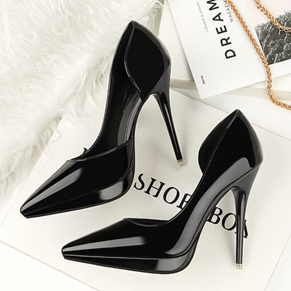 

2020 summer women 12cm high heels platform pumps female elegant sweet platform shoes pointed toe stiletto office red pumps, Black