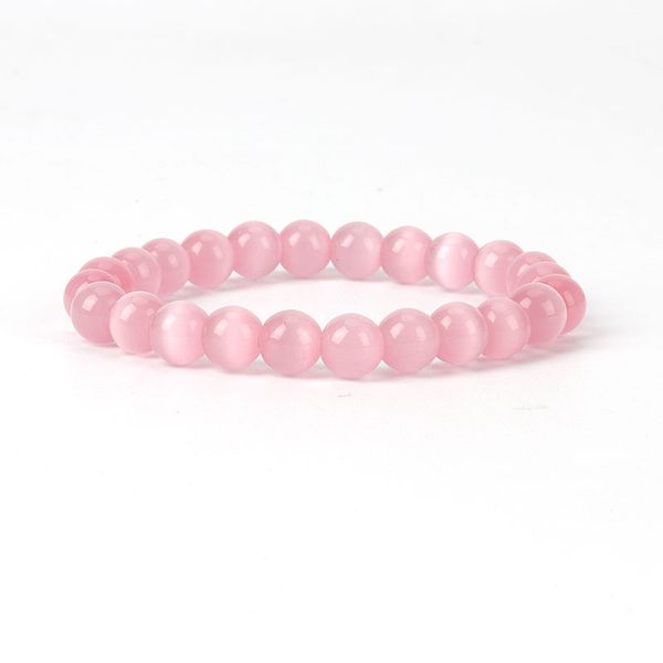 

8mm natural pink opal beads bracelet men femme crystal fashion bangle bracelets for women charm cat eye stone bead lucky jewelry, Red;blue