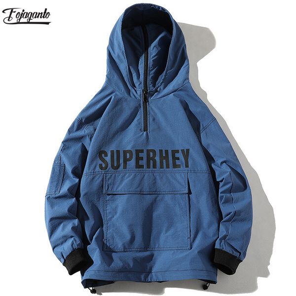 

fojaganto autumn men jackets men's casual fashion new jacket trend letter printing style pocket hooded jackets male, Black;brown