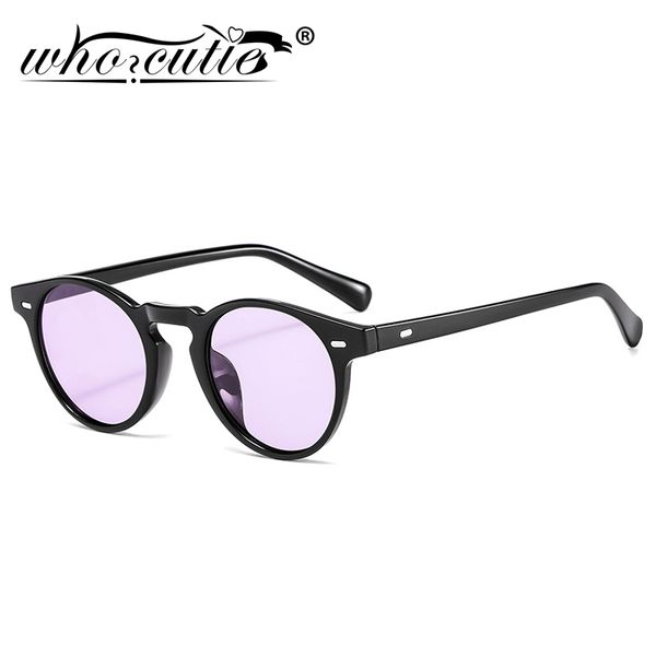 

who cutie fashion vintage round sunglasses men women brand design rivet frame purple lens retro circle sun glasses shades s292, White;black