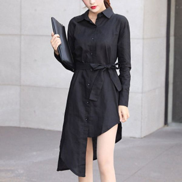 

women slim fit button down shirts lapel collar long plus size party blouse, White