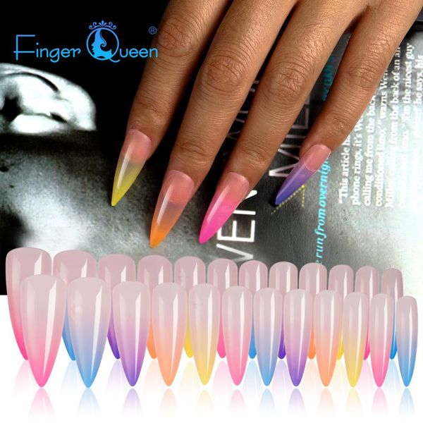

false nails 24pcs gradient nail tips press on fake, Red;gold