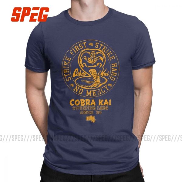 

men's t-shirt cobra kai vintage cotton tee shirt short sleeve karate kid t shirt crew neck plus size clothing for male