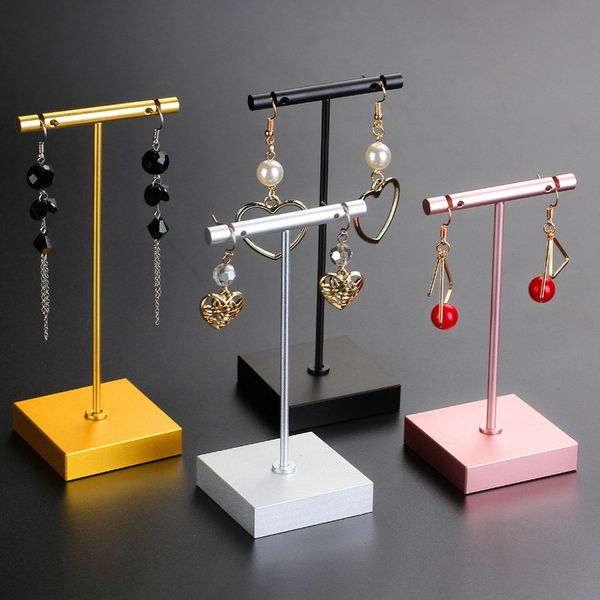 

high-end metal display stand t-shaped earring display stand jewelry display stand gold silver jewelry props, Black