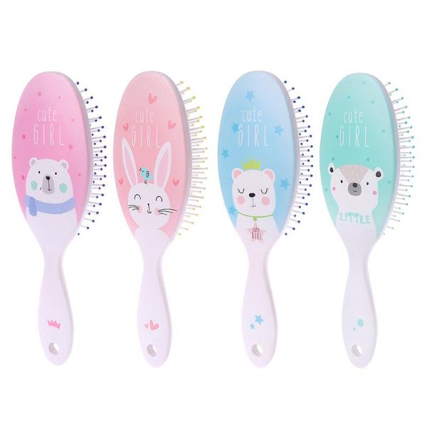 

cartoon round healthy paddle cushion hair massage brush comb scalp hairbrush t4mb, Silver