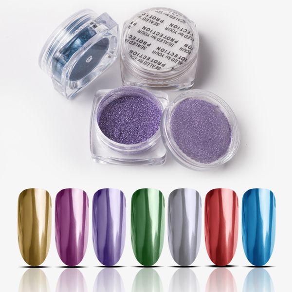 

nail glitter nf@@ 1 box 7 colors mirror pigment powder art chrome dust, Silver;gold